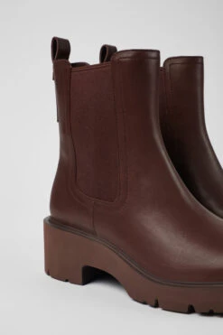 Milah Burgundy Leather Chelsea Boots For Women