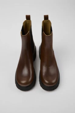 Milah Brown Leather Chelsea Boots For Women -MK store K400575 011 CF