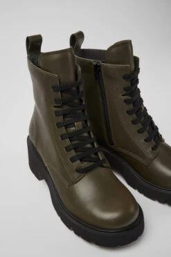 Milah Green Lace-up Boots For Women