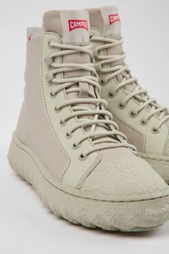 Ground PrimaLoft® MICHELIN Light Gray Textile And Leather Ankle Boots For Women