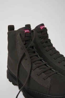 Brutus Gray Textile And Nubuck Ankle Boots For Women