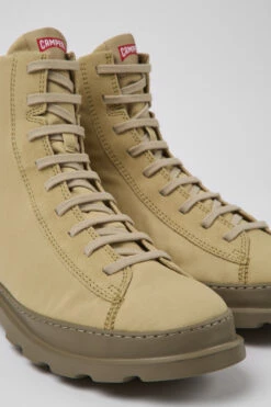 Brutus Beige Textile And Nubuck Ankle Boots For Women