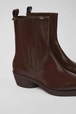 Bonnie Burgundy Leather Boots For Women