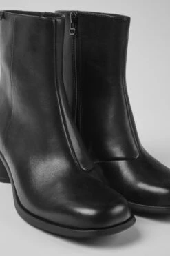 Kiara Black Leather Ankle Boots