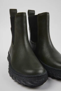 Ground MICHELIN Green Leather Ankle Boots For Women