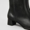 Katie Black Leather Ankle Boots