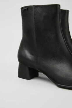 Katie Black Leather Ankle Boots