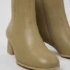Katie Beige Leather Ankle Boots For Women
