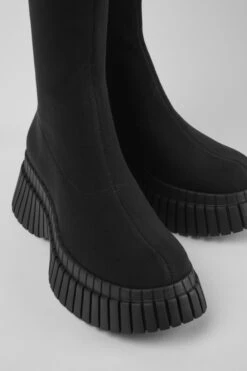 BCN Black Textile Boots For Women