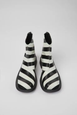 MIL 1978 Black And White Leather Ankle Boots For Women -MK store K400691 002 CF