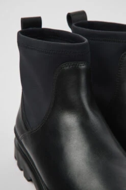 Brutus Black Leather And Textile Ankle Boots For Women