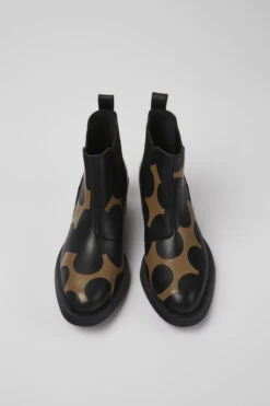 Twins Black And Brown Leather Ankle Boots For Women -MK store K400717 003 CF