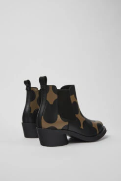 Twins Black And Brown Leather Ankle Boots For Women -MK store K400717 003 TF