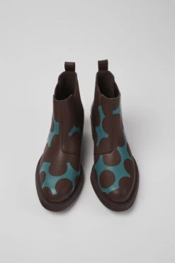 Twins Burgundy And Blue Leather Ankle Boots For Women 9 Twins Burgundy And Blue Leather Ankle Boots For Women -MK store K400717 004 CF