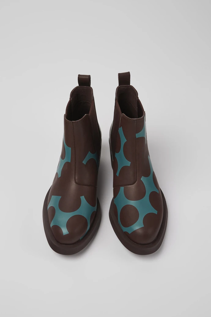 Twins Burgundy And Blue Leather Ankle Boots For Women 5 Twins Burgundy And Blue Leather Ankle Boots For Women - Image 3