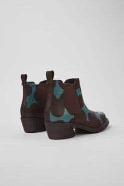 Twins Burgundy And Blue Leather Ankle Boots For Women 11 Twins Burgundy And Blue Leather Ankle Boots For Women -MK store K400717 004 TF