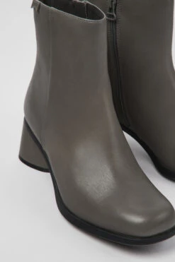 Kiara Gray Leather And Recycled PET Boots For Women
