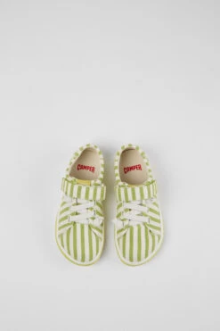 Peu Rambla Green And White Striped Recycled Cotton Shoes For Kids -MK store K800110 005 CF