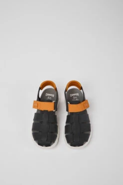 Oruga Black And Orange Leather Sandals For Kids -MK store K800242 018 CF