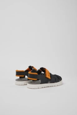 Oruga Black And Orange Leather Sandals For Kids -MK store K800242 018 TF