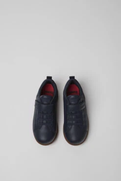 Pelotas Navy Blue Leather And Textile Shoes For Kids -MK store K800316 004 CF