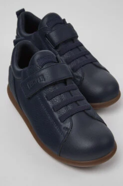 Pelotas Navy Blue Leather And Textile Shoes For Kids