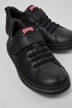 Runner Black Leather And Textile Sneakers For Kids