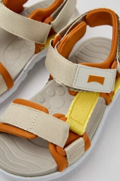 Wous Yellow, Orange, And Beige Sandals For Kids