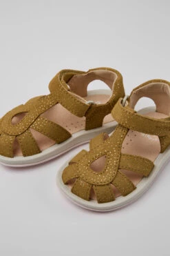 Bicho Brown Nubuck Sandals With Glitter Effect