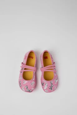 Twins Pink Leather Ballerinas For Kids -MK store K800388 005 CF