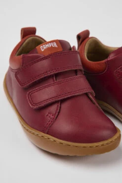 Peu Burgundy Leather Shoes For Kids