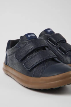Pursuit Blue Leather And Nubuck Sneakers For Kids