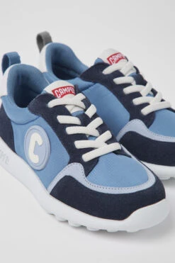 Driftie Blue Textile And Nubuck Sneakers For Kids