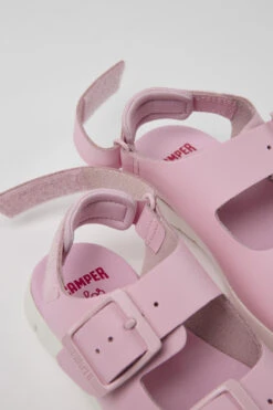 Oruga Pink Leather Sandals For Kids