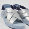 Oruga Grey Leather And Textile Sandals For Kids -MK store K800430 012 DF