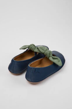 Right Blue And Green Leather Ballerinas For Kids -MK store K800434 014 TF