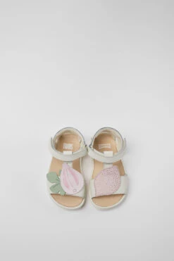 Twins White Leather Sandals For Girls -MK store K800473 002 CF