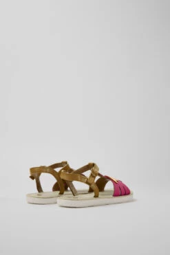 Miko Brown And Pink Leather Sandals For Girls -MK store K800478 001 TF