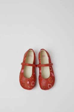 Twins Red Leather Ballerinas For Girls -MK store K800486 002 CF