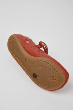 Twins Red Leather Ballerinas For Girls -MK store K800486 002 SF