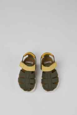 Oruga Green Leather And Textile Sandals For Kids -MK store K800489 008 CF