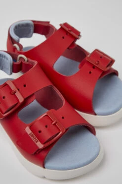 Oruga Red Leather Sandals For Kids