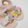 Twins Pink Leather Sandals For Girls