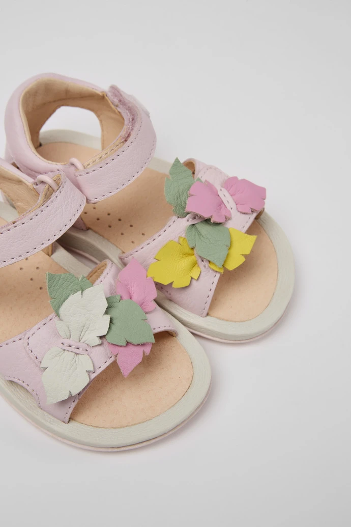 Twins Pink Leather Sandals For Girls 3 Twins Pink Leather Sandals For Girls