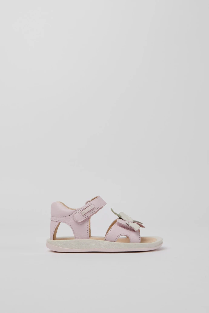 Twins Pink Leather Sandals For Girls 4 Twins Pink Leather Sandals For Girls - Image 2