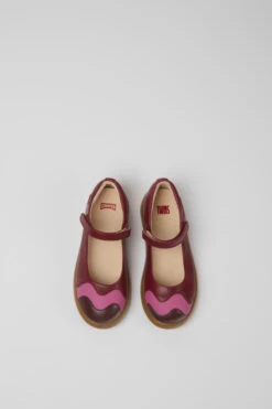 Twins Burgundy And Pink Leather Mary Jane Flats -MK store K800508 002 CF