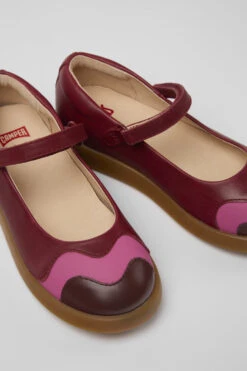 Twins Burgundy And Pink Leather Mary Jane Flats