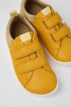 Peu Orange Leather And Nubuck Shoes For Kids