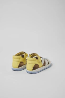 Twins Yellow And White Leather Sandals For Kids -MK store K800524 002 TF