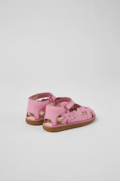 Twins Pink Leather Sandals For Kids -MK store K800525 002 TF